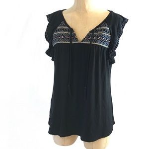 Sanctuary Embroidered Tassel Top